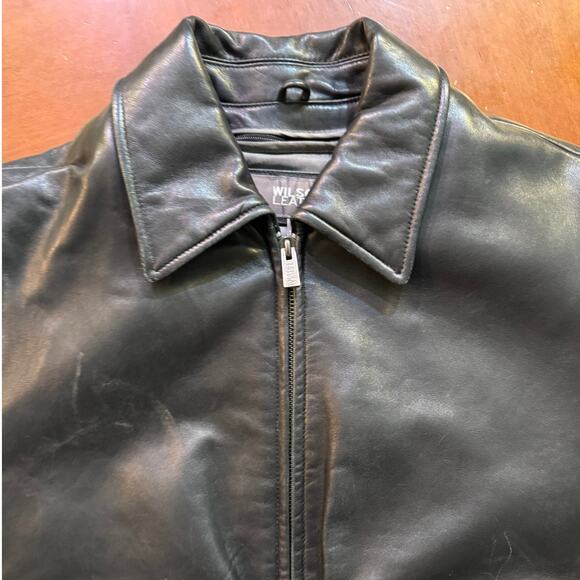 Vintage Mens Lined Wilsons Leather Black Bomber Removable Liner Distressed - Picture 15 of 15